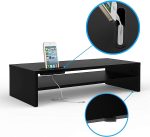 Monitor Stand Riser, 2 Tiers Wood Monitor Riser Stand with Storage Organizer, Desktop Ergonomic Monitor Stand Riser with Cellphone Holder and Cable Management, 16.5 Inch Shelf Black - Image 4